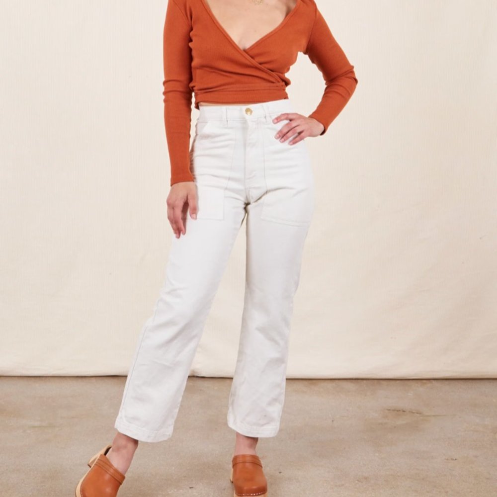 NWT Big Bud Press Work Pants in Vintage White - S Petite